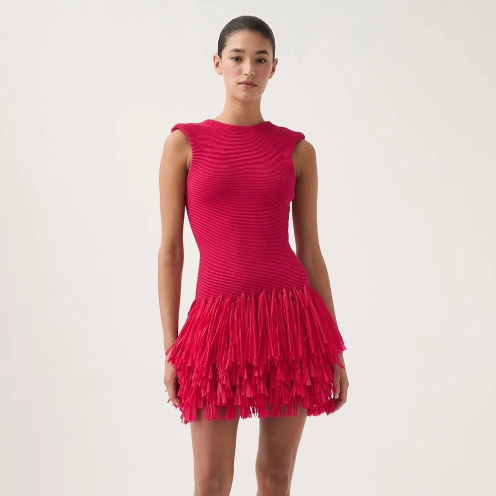 Aje Rushes Raffia Dress